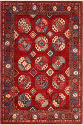 handmade Transitional Kafkaz Red Rust Hand Knotted RECTANGLE 100% WOOL area rug 6 x 8